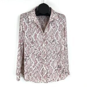 NANETTE Nanette Lepore Snakeskin Print Chiffon Blouse Women’s Size Large Sheer